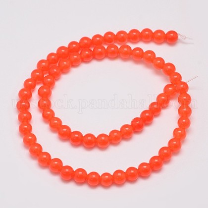 Natural Dyed Malaysia Jade Bead Strands Round Orange Red Mm Hole