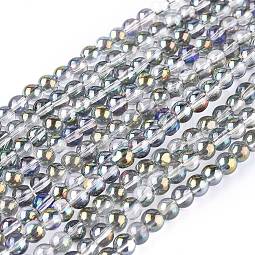 Full Rainbow Plated Round Electroplated Glass Beads Strands US-EGLA-I002-8mm-01