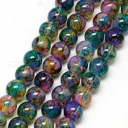 Baking Painted Glass Beads Strands US-X-DGLA-Q023-10mm-DB57