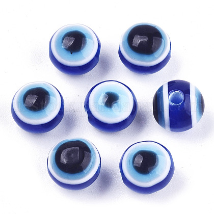 Evil Eye Resin Beads&nbsp;US-X-RESI-R140-8mm-01-1