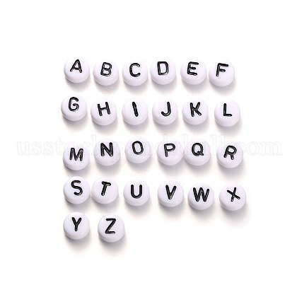 Horizontal Hole Alphabet Acrylic Beads US-MACR-X0007-1