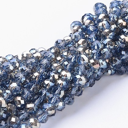 Electroplate Glass Faceted Rondelle Beads Strands US-EGLA-D020-6x4mm-54-1