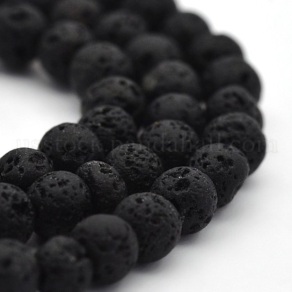 Natural Lava Rock Round Bead Strands US-G-M169-4mm-03-1