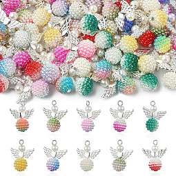 100Pcs 10 Colors Acrylic & Alloy Beads US-PALLOY-CJ00080