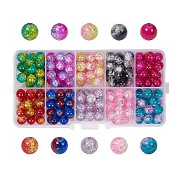 Round Transparent Crackle Glass Beads US-CCG-X0006-B
