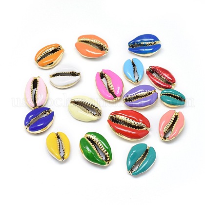 Electroplated Cowrie Shell Beads US-BSHE-I007-02G-1