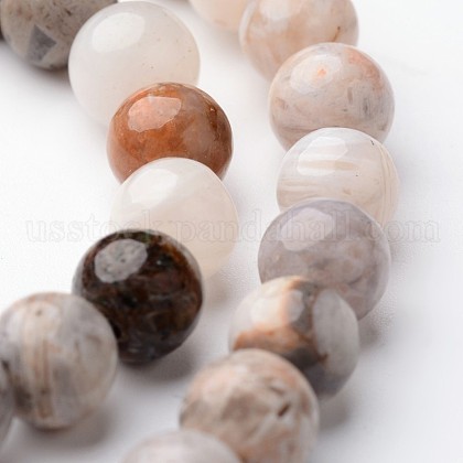 Round Natural Bamboo Leaf Agate Bead Strands US-G-J346-33-8mm-1