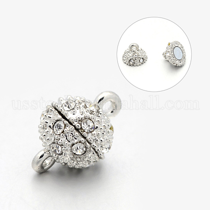 Alloy Rhinestone Magnetic Clasps with Loops US-RB-H116-3-N-1