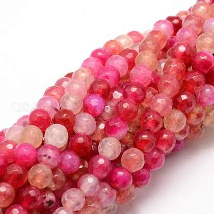 Faceted Natural Agate Round Beads Strands US-G-E319A-6mm-02-1