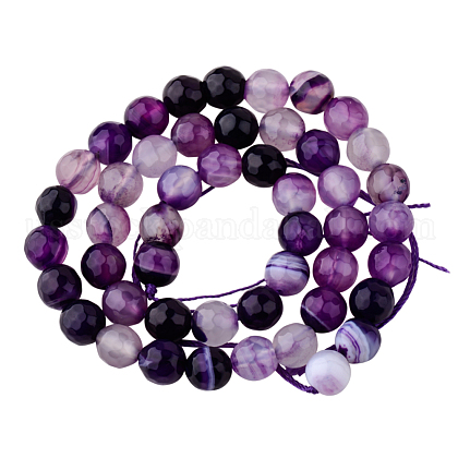 Faceted Round Natural Madagascar Agate Beads Strands US-G-PH0006-02-1