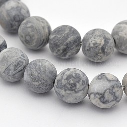 Natural Map Stone/Picasso Stone/Picasso Jasper Beads Strands US-G-D657-6mm