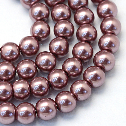 Baking Painted Pearlized Glass Pearl Round Bead Strands US-HY-Q003-4mm-58-1