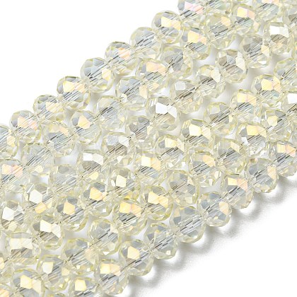 Electroplate Transparent Glass Beads Strands US-EGLA-A034-T6mm-T16-1
