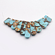 Assembled Bronzite and Synthetic Turquoise Beads Strands US-G-P298-F01-3