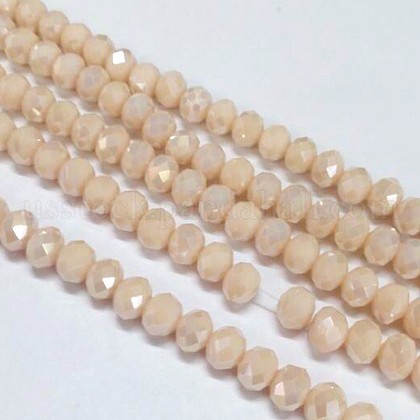 Electroplate Opaque Solid Color Crystal Glass Rondelle Beads Strands US-EGLA-F045A-02AB-1