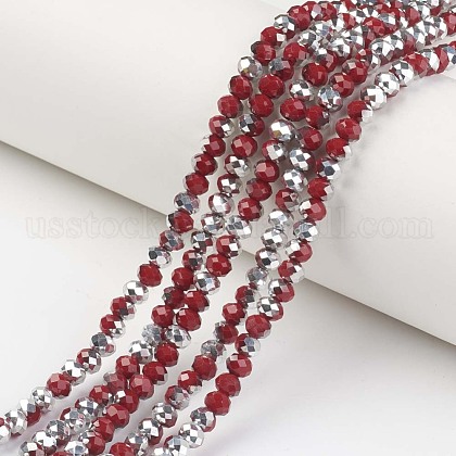 Electroplate Opaque Glass Beads Strands US-EGLA-A034-P4mm-M06-1