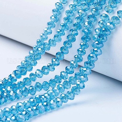 Electroplate Glass Beads Strands US-EGLA-A034-T8mm-A13-1