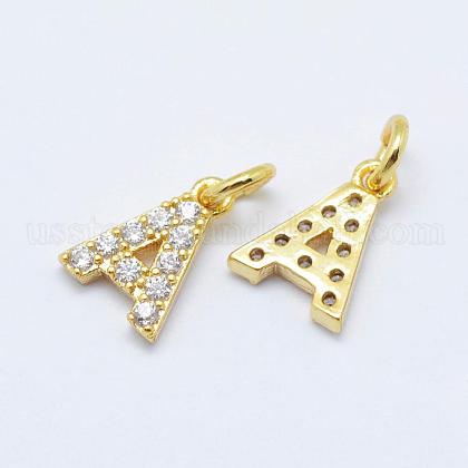 Brass Micro Pave Grade AAA Cubic Zirconia Charms US-ZIRC-P067-11G-A-NR-1
