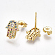 Brass Micro Pave Cubic Zirconia(Random Mixed Color) Ear Studs US-EJEW-S201-98-2