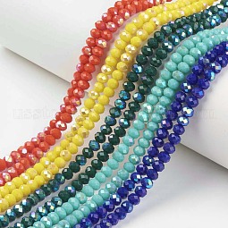 Electroplate Opaque Solid Color Glass Beads Strands US-EGLA-A034-P6mm-L