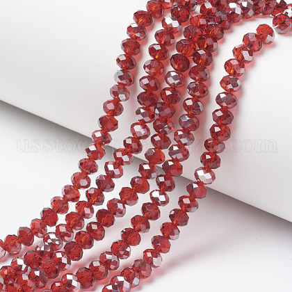 Electroplate Transparent Glass Beads Strands US-EGLA-A034-T6mm-E18-1