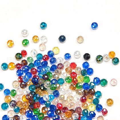 Electroplate Faceted Rondelle AB Color Plated Transparent Glass Beads US-GLAA-CJ0001-11-1