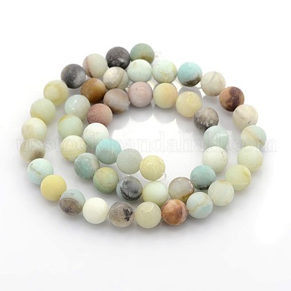 Natural Frosted Flower Amazonite Beads Strands US-G-O015-8mm-02-1