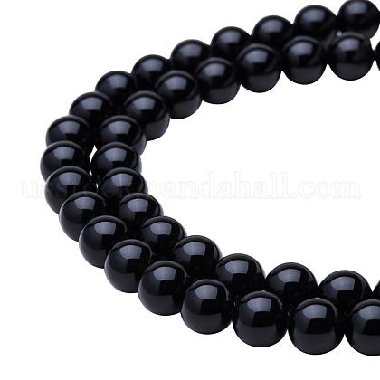 Natural Black Agate Round Beads Strands US-G-PH0011-8mm-1