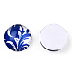 Blue and White Floral Printed Glass Cabochons US-GGLA-A002-12mm-XX-5