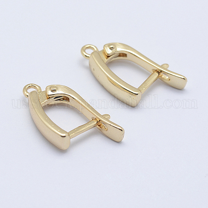 Brass Hoop Earring Findings with Latch Back Closure US-X-KK-F728-06G-A-NF-1