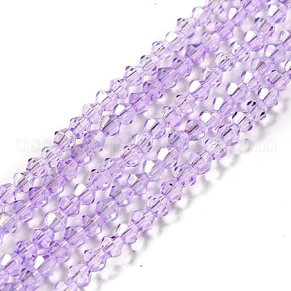 Transparent Electroplate Glass Beads Strands US-EGLA-S056-4mm-23-1