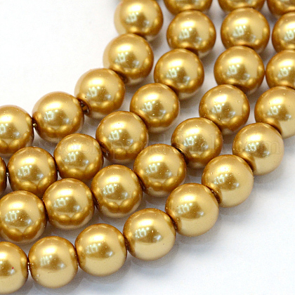 Baking Painted Pearlized Glass Pearl Round Bead Strands US-HY-Q003-4mm-08-1