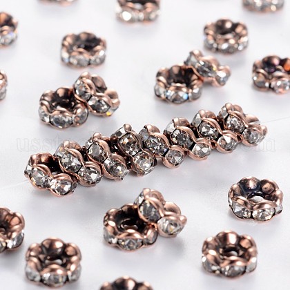 Brass Rhinestone Spacer Beads US-RB-A014-L6mm-01R-NF-1
