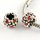 Antique Silver Plated Alloy Rhinestone Flower Large Hole European Beads US-MPDL-R041-04-2