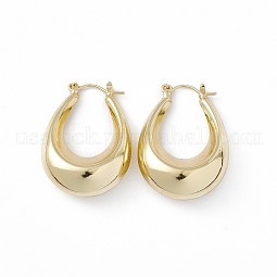 Brass Teardrop Thick Hoop Earrings for Women US-EJEW-I270-07G
