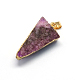 Plated Natural Druzy Agate Triangle Pendants US-G-R275-08-3