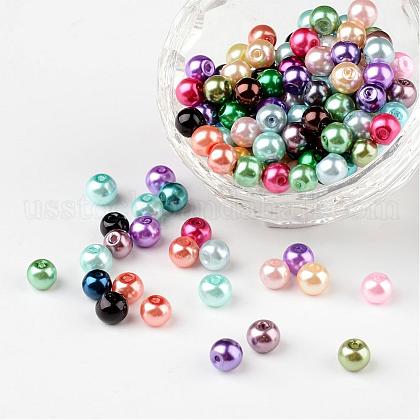 Mixed Pearlized Glass Pearl Round Beads US-X-HYC002-1