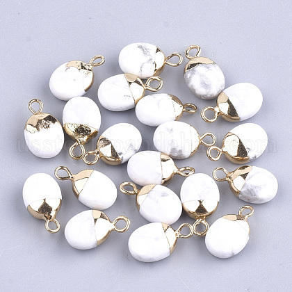Electroplate Natural Howlite Charms US-G-S344-09F-1