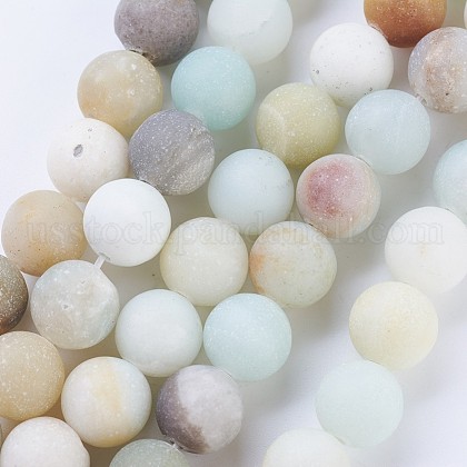 Frosted Natural Flower Amazonite Round Bead Strands US-G-J363-01-8mm-1