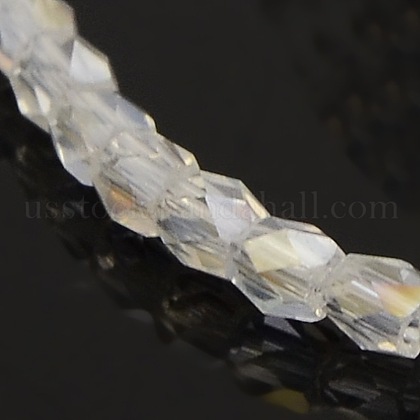 AB Color Plated Glass Faceted Drum Beads Strands US-GLAA-A032-3mm-AB07-1