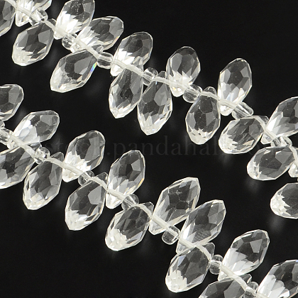 Faceted Teardrop Transparent Glass Bead Strands US-GLAA-R155-6x12-14-1
