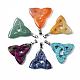 Triangle Natural & Synthetic Mixed Stone Pendants with Brass Clasps US-G-R220-09-2