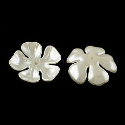 5-Petal Flower ABS Plastic Imitation Pearl Bead Caps US-OACR-R016-12
