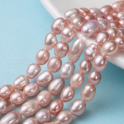 Oval Natural Cultured Freshwater Pearl Beads Strands US-PEAR-R015-43