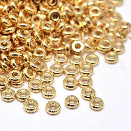 Brass Flat Round Spacer Beads US-KK-M085-A-12G-NR-1