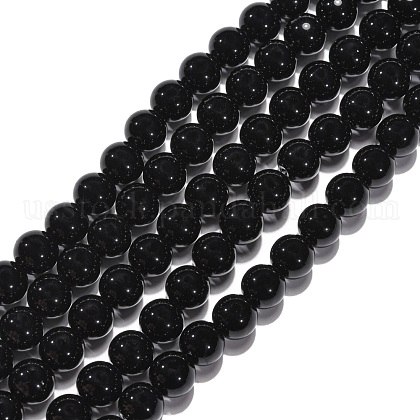 Synthetic Black Stone Beads Strands US-G-G088-10mm-1