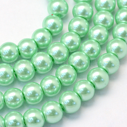 Baking Painted Pearlized Glass Pearl Round Bead Strands US-HY-Q003-6mm-63-1