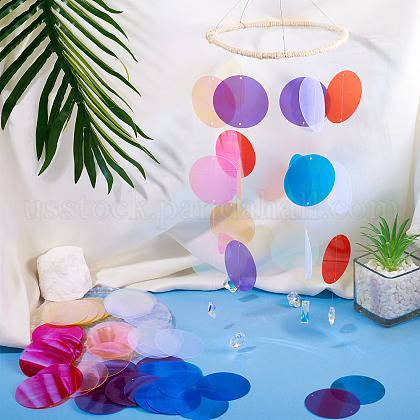 150Pcs Rainbow Iridescent PVC Paillette/Sequin Links&nbsp;US-FIND-TA0008-10D-8
