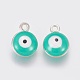 Double-sided Platinum Plated Alloy Enamel Charms US-ENAM-WH0046-B-M-2