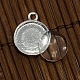12mm Domed Transparent Glass Cabochons and Silver Alloy Pendant Cabochon Settings US-DIY-X0158-S-FF-3
